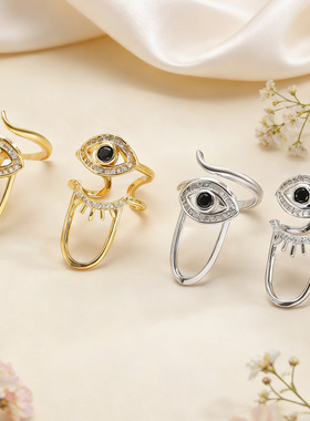 欧美跨境时尚个性恶魔之眼指甲戒