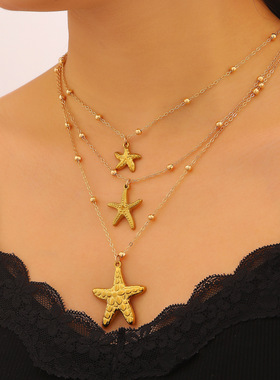 跨境欧美不锈钢项链女时尚海星海