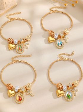 欧美跨境人像圣母桃心爱心十字架