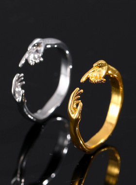 跨境新款个性设计创造亚当双手戒