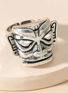 复古创意开口可调节人脸面具戒指