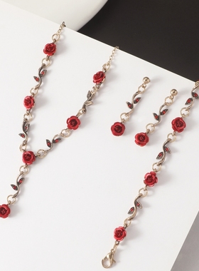 复古法式玫瑰花朵手链套装女欧