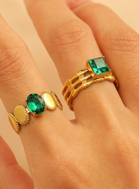 欧美ins网红首饰18K金不锈钢镶嵌