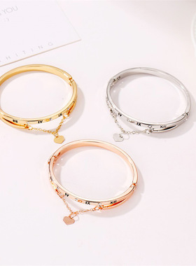 韩版热卖手镯 气质百搭爱心几何手镯 时尚手表配饰送闺蜜生日礼物