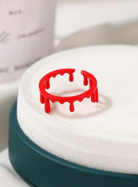 万圣节搞怪装饰恐怖吸血鬼切割假血痕戒指个性暗黑系流血开口戒指