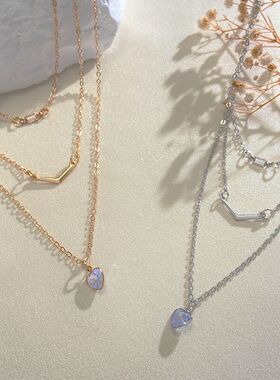 跨境新款叠戴蝴蝶项链ins风欧美