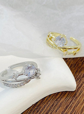 欧美ins宇宙轨迹星球闪钻戒指女