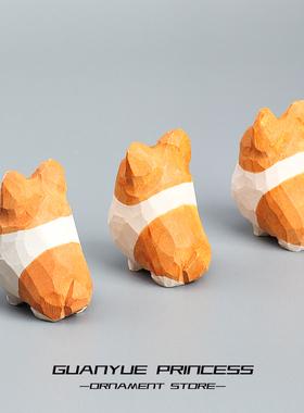 公主手工木雕可爱小狗桌面摆件