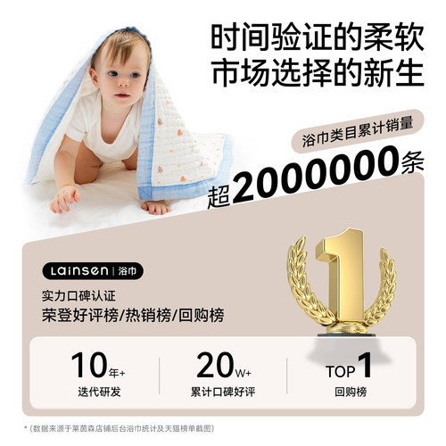 婴儿浴巾纯棉纱布超柔吸水新生儿盖毯初生宝宝洗澡包被儿童毛巾被 - 图0