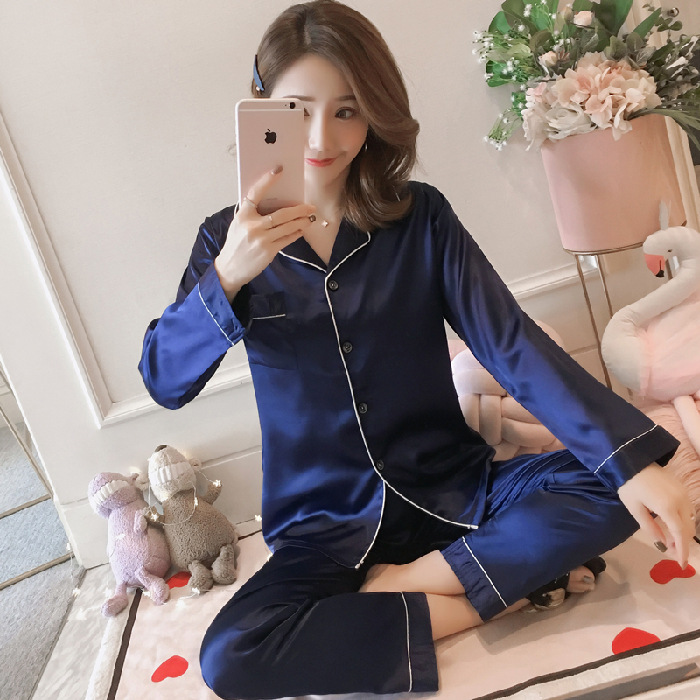 春秋款！桑蚕丝长袖短袖两件套家居服女款舒适高级感（春秋款桑蚕丝冰丝睡衣两件套，舒适高级感，）-第3张图片-提都小院