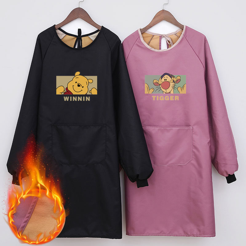 冬季加长加大长袖围裙加绒加厚家用厨房防水防油罩衣女网红工作服,淘宝优惠券,粉丝福利购,淘宝优惠卷