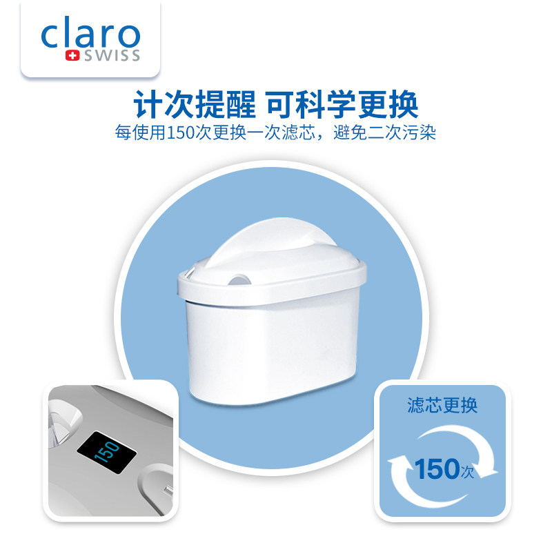 瑞士claroswiss过滤家用厨房水壶 claroswiss科睿仕净水器
