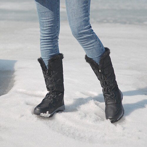 长筒防水防滑保暖新雪丽抗寒加绒加厚户外雪地靴女东北棉鞋滑雪鞋 - 图0