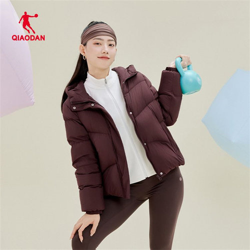 乔丹梭织羽绒服女2025冬季保暖宽松综训休闲运动外套QDEGM2254038 - 图1