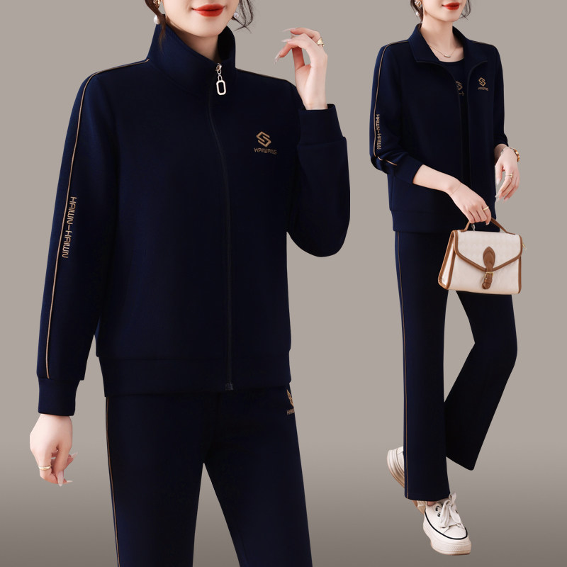 恩狐中年妈妈秋季新款时尚显瘦春秋减龄中老年女运动套装三件套装,淘宝优惠券,粉丝福利购,淘宝优惠卷