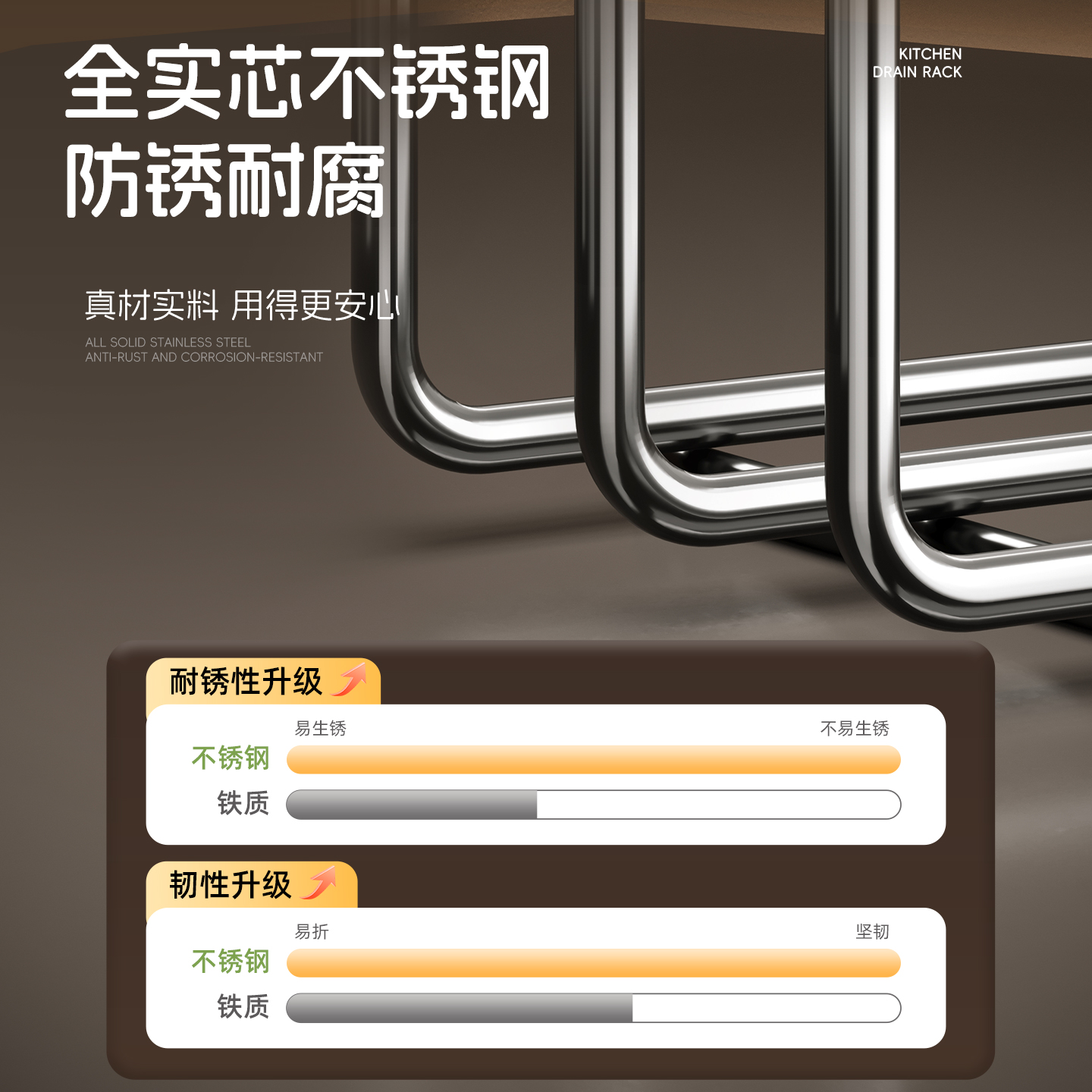 厨房台面立式毛巾架不锈钢免打孔置物架抹布晾晒架洗碗布收纳架子 - 图0
