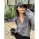 Wool knitted cardigan sweater women v-neck jacket