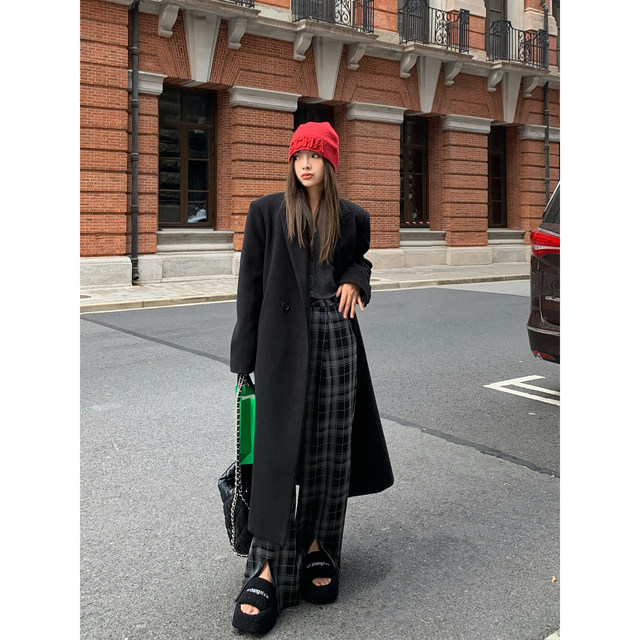 Mid-length woolen coat for women loose woolen coat