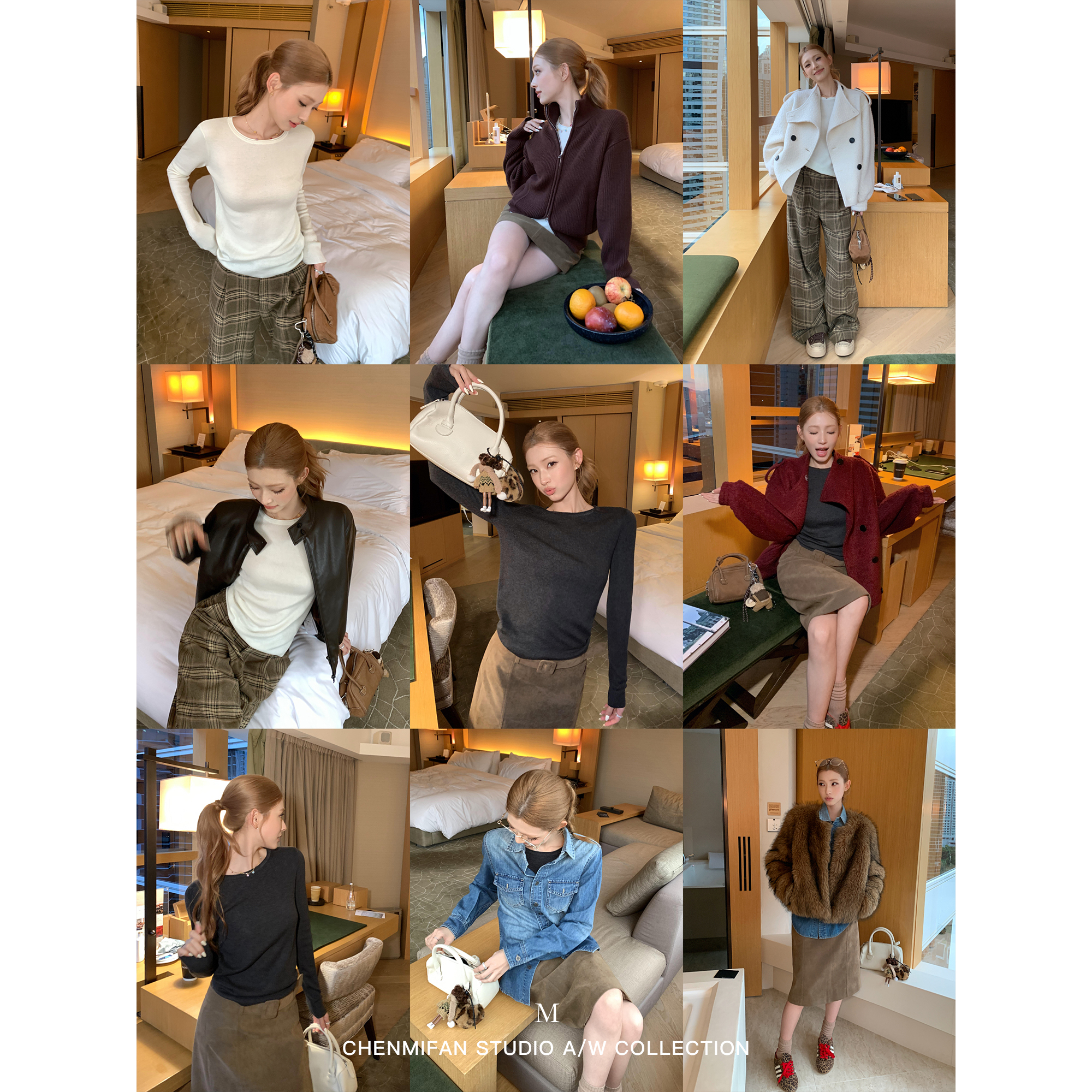 辰米范 舒适回归 基础款正肩圆领针织打底衫女修身显瘦内搭上衣 - 图3