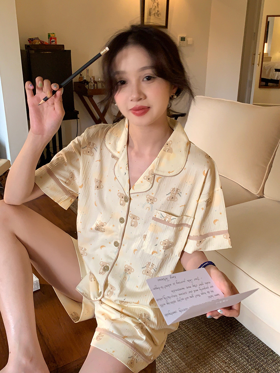 馨帮帮Homedress 夏季透气肌理感卡通睡衣套装薄款舒适家居服女,淘宝优惠券,粉丝福利购,淘宝优惠卷