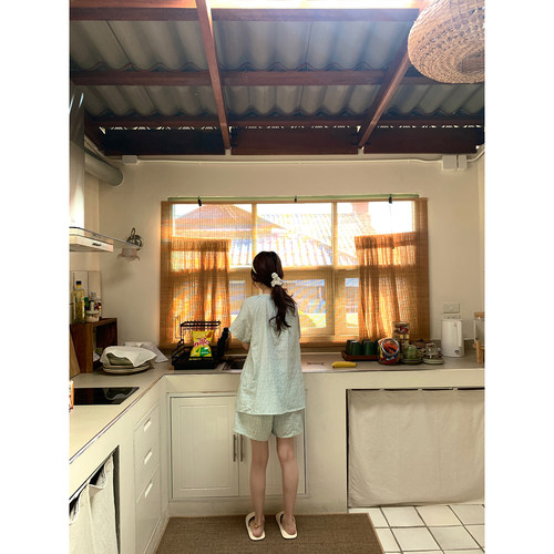 馨帮帮Homedress 甜美蕾丝边小碎花睡衣女夏季圆领开衫家居服套装 - 图0