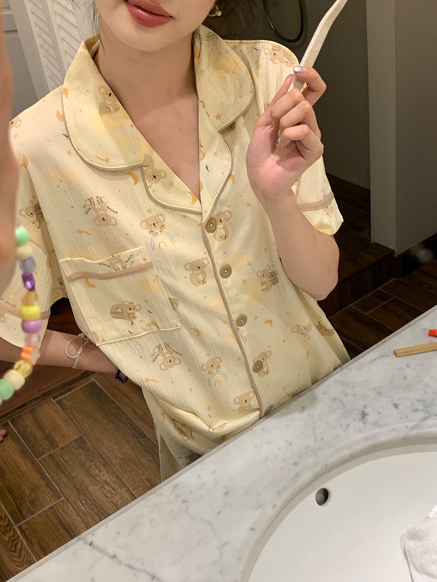 馨帮帮Homedress 夏季透气肌理感卡通睡衣套装薄款舒适家居服女,淘宝优惠券,粉丝福利购,淘宝优惠卷