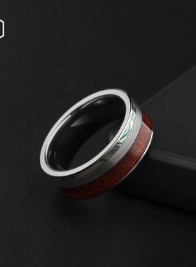 MOKANI潮牌复古男士钨金彩贝戒指