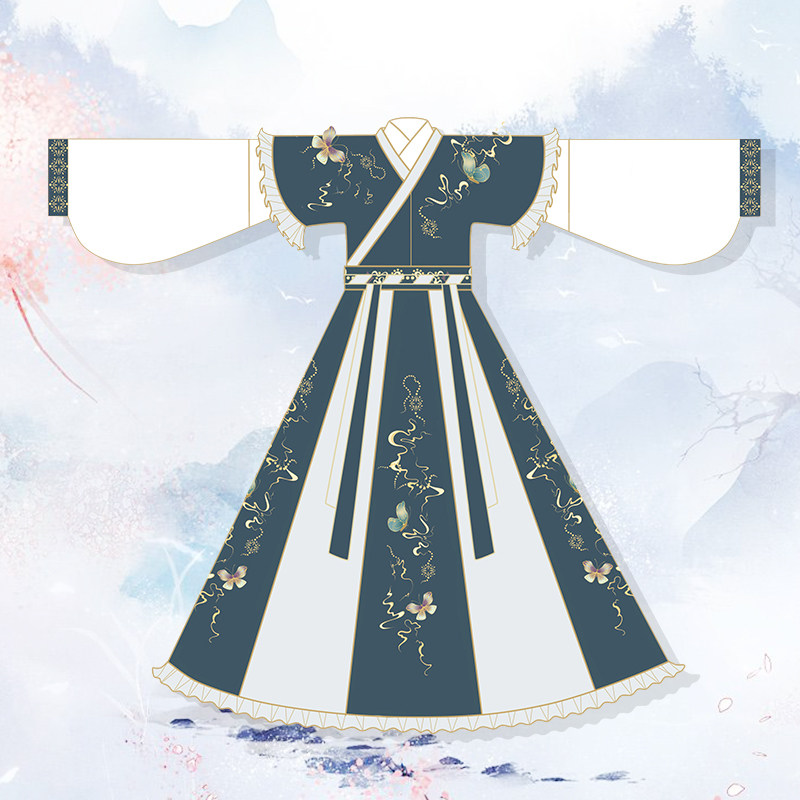 正品原创女中国风交领秋装飘逸汉服 近庸民族服装/舞台装