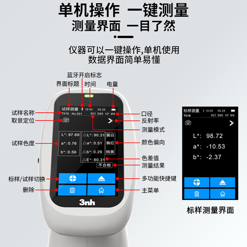 3nh三恩时lLab分光测色仪喷塑油漆PVD镀膜食品高精度精密色差仪,淘宝优惠券,粉丝福利购,淘宝优惠卷