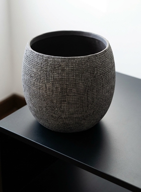 复古仿石圆形水泥花盆摆件