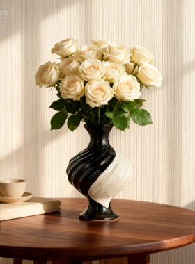 AI生成黑白陶瓷花瓶简约现代
