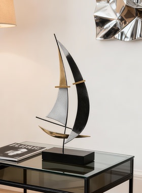 极简铁艺帆船摆件工艺品装饰