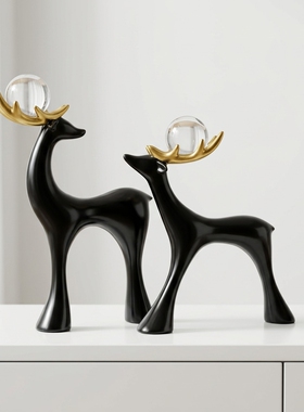 北欧黑鹿树脂客厅装饰摆件