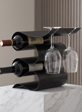 现代简约不锈钢桌面红酒架收纳