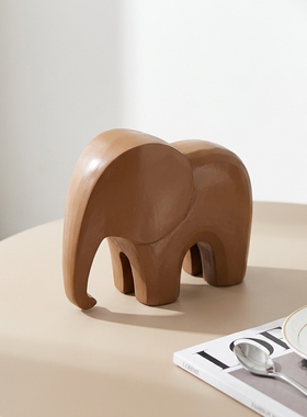 创意木质大象桌面摆件