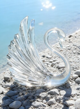 透明玻璃天鹅装饰摆件海洋风