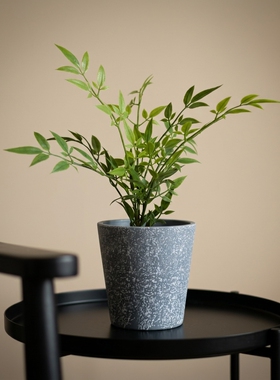 简约仿水泥灰色圆筒花盆摆件