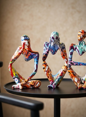 现代抽象人物彩色涂胶摆件