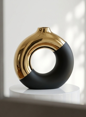 现代简约亚克力圆形镂空花瓶摆件