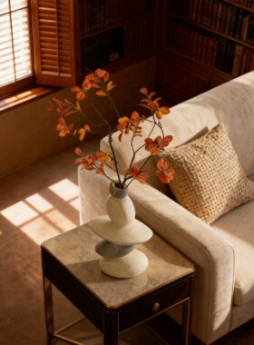 极简风石材堆叠花瓶摆件天然纹理