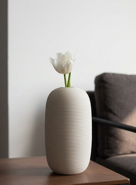 简约陶瓷花瓶竖纹白色客厅卧室