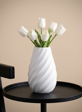 白色陶瓷花瓶简约现代客厅摆件