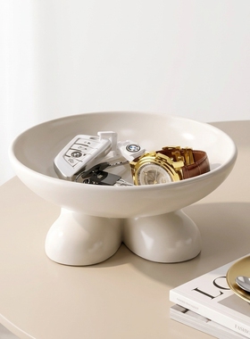 简约陶瓷高脚托盘桌面收纳摆件