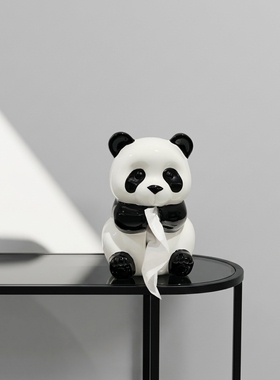 可爱熊猫造型纸巾盒摆件