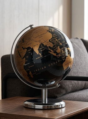 高端轻奢金属地球仪台灯摆件