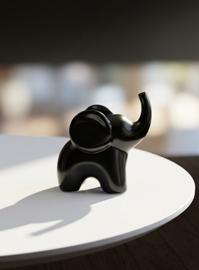 创意大象造型黑色陶瓷装饰摆件