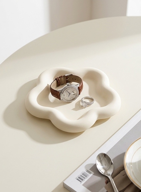 简约花朵陶瓷收纳盘ins风摆件