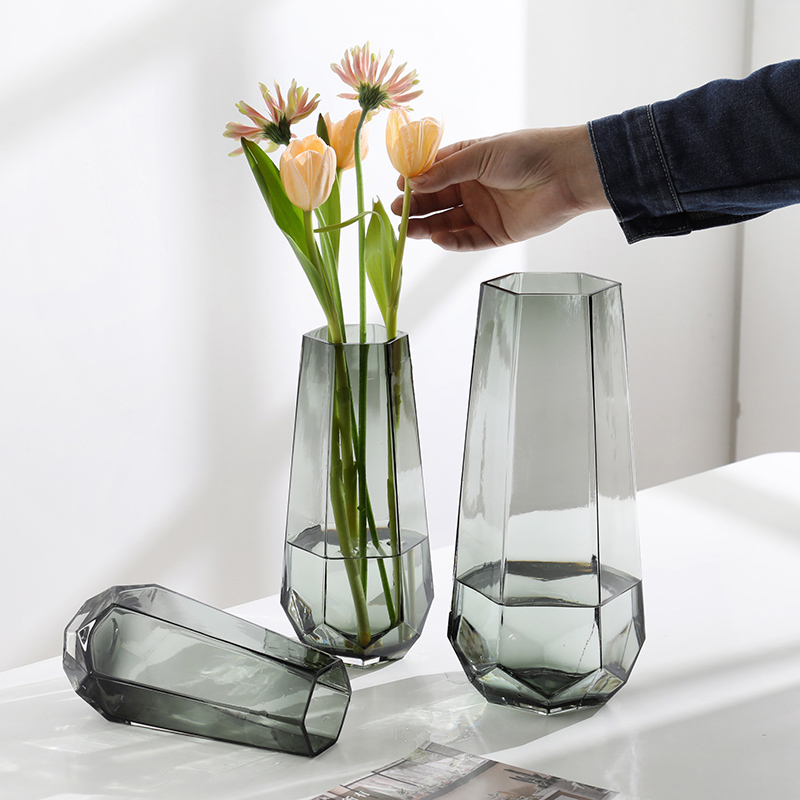 网红北欧简约创意玻璃花瓶透明水养插花玫瑰百合花器客厅摆件家用 - 图0