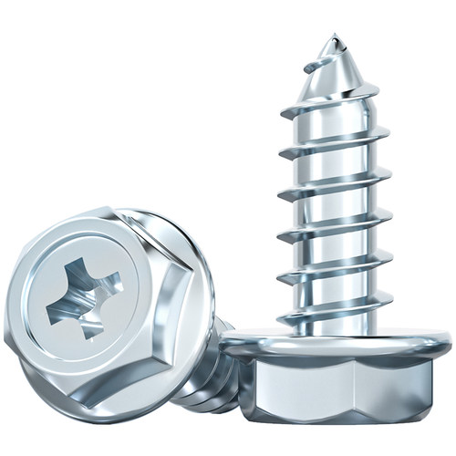 镀锌十字凹穴法兰面外六角自攻螺丝 尖尾带垫木螺钉M3M4M5M6M8mm - 图3