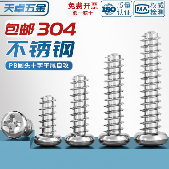 304 round head flat tail self-tapping nail